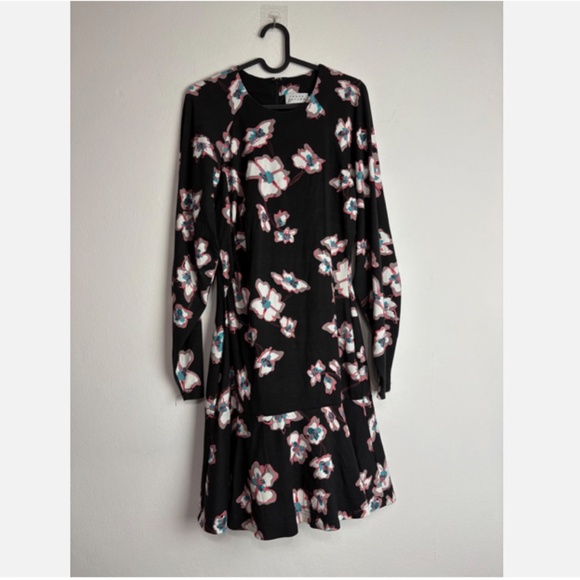 Tanya Taylor Noemie Floral Printed Mini Dress Long Sleeve Black White Size 4 - Picture 4 of 9